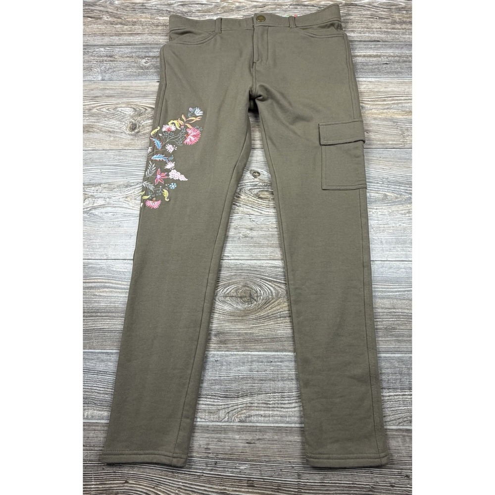 NWT MATILDA JANE - Women's Scouts Honor Pants Embroidered Floral Olive - Sz M